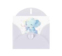 YYHWHJDE Biglietto di auguri bianco con scritta in inglese "L'elefante sta sputando acqua", per inviti per feste di compleanno