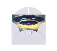 YYHWHJDE Biglietto di auguri bianco con stampa UFO Landing per Natale, compleanno dei bambini, San Valentino e invito per feste