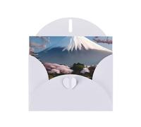 YYHWHJDE Biglietto di auguri bianco del Monte Fuji all'inizio della primavera con stampe per Natale, compleanno dei bambini, San Valentino e invito per feste