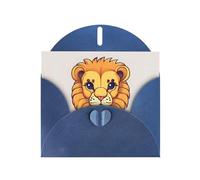YYHWHJDE Biglietto di auguri blu cartone animato carino piccolo leone modello per festivo festa di compleanno invito