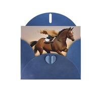 YYHWHJDE Biglietto di auguri blu con cavallo che corre nel deserto, motivo tempesta di sabbia, perfetto per San Valentino, anniversario di matrimonio e inviti per feste