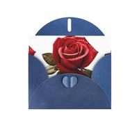 YYHWHJDE Biglietto di auguri blu con gocce d'acqua e rosa rossa, perfetto per San Valentino, anniversario di matrimonio e inviti per feste