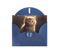YYHWHJDE Biglietto di auguri blu con grazioso motivo a gattini per feste di compleanno e inviti