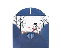 YYHWHJDE - Biglietto di auguri blu con immagine di pupazzo di neve e piccoli animali, perfetto per San Valentino, anniversario di matrimonio e inviti per feste