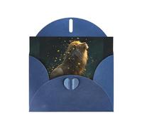 YYHWHJDE Biglietto di auguri blu con leone lucciola, perfetto per San Valentino, anniversario di matrimonio e inviti per feste