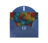 YYHWHJDE Biglietto di auguri blu con linee di labirinto colorato, perfetto per San Valentino, anniversario di matrimonio e inviti per feste