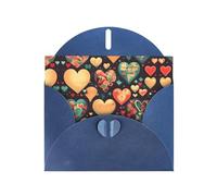 YYHWHJDE Biglietto di auguri blu con motivo a cuori colorati per Natale, compleanno dei bambini, San Valentino e invito per feste
