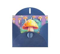 YYHWHJDE Biglietto di auguri blu con motivo a funghi fantasy, per Natale, compleanno dei bambini, San Valentino e inviti per feste