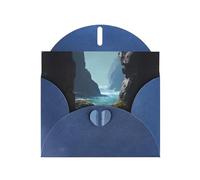 YYHWHJDE Biglietto di auguri blu con motivo acqua di mare tra le rocce, perfetto per San Valentino, anniversario di matrimonio e inviti per feste