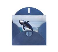 YYHWHJDE Biglietto di auguri blu con motivo balene in mare, per Natale, compleanno, San Valentino e invito per feste