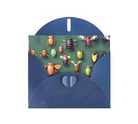 YYHWHJDE Biglietto di auguri blu con motivo di atlante di insetti per Natale, compleanno dei bambini, San Valentino e inviti per feste