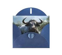 YYHWHJDE Biglietto di auguri blu con motivo di bufalo d'acqua per feste di compleanno