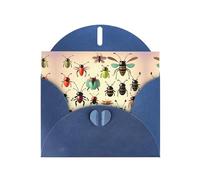 YYHWHJDE Biglietto di auguri blu con motivo di piccoli insetti per Natale, compleanno dei bambini, San Valentino e invito per feste