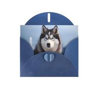 YYHWHJDE Biglietto di auguri blu con motivo husky siberiano per feste di compleanno