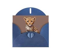 YYHWHJDE Biglietto di auguri blu con motivo leopardato civettuolo per inviti per feste di compleanno