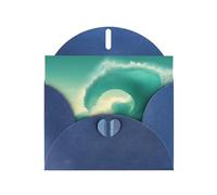 YYHWHJDE Biglietto di auguri blu con motivo onde verde oceano per inviti festivi per feste di compleanno