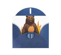 YYHWHJDE Biglietto di auguri blu con motivo orso ardente per Natale, compleanno dei bambini, San Valentino e invito per feste