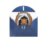 YYHWHJDE Biglietto di auguri blu con orso bruno nella grotta di neve, motivo per Natale, compleanno dei bambini, San Valentino e invito per feste