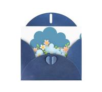 YYHWHJDE Biglietto di auguri blu con piccoli fiori sulle nuvole per Natale, compleanno dei bambini, San Valentino e invito per feste