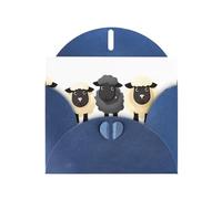 YYHWHJDE - Biglietto di auguri blu con tre simpatiche pecore, perfetto per San Valentino, anniversario di matrimonio e inviti per feste