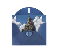 YYHWHJDE Biglietto di auguri blu Il castello sulla cima della collina motivo perfetto per San Valentino, anniversario di matrimonio e inviti per feste