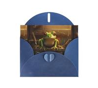 YYHWHJDE Biglietto di auguri blu Little Frog by the Radio Pattern per festa di compleanno invito festivo