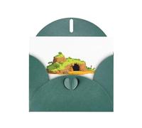 YYHWHJDE - Biglietto di auguri con stampa orribile caverna, 15 x 10 cm, design unico e alla moda per varie occasioni, colore: verde scuro