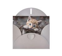 YYHWHJDE Biglietto di auguri grigio con gattino che tira su un ramo, perfetto per San Valentino, anniversario di matrimonio e inviti per feste