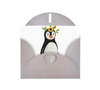 YYHWHJDE Biglietto di auguri grigio con girasole sulla testa di pinguino per inviti per feste di compleanno