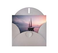 YYHWHJDE Biglietto di auguri grigio con immagine di barca a vela al tramonto, perfetto per San Valentino, anniversario di matrimonio e inviti per feste