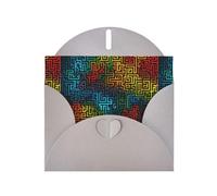 YYHWHJDE Biglietto di auguri grigio con linee di labirinto colorato, perfetto per San Valentino, anniversario di matrimonio e inviti per feste