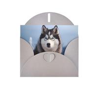 YYHWHJDE Biglietto di auguri grigio con motivo husky siberiano per inviti festivi per feste di compleanno