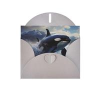 YYHWHJDE Biglietto di auguri grigio con orca killer whale, per feste di compleanno