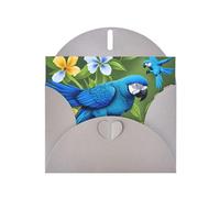 YYHWHJDE Biglietto di auguri grigio con pappagallo blu con immagine di fiori, perfetto per San Valentino, anniversario di matrimonio e inviti per feste