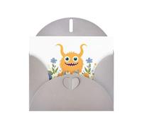 YYHWHJDE Biglietto di auguri grigio con piccolo mostro nei fiori per Natale, compleanno dei bambini, San Valentino e invito per feste