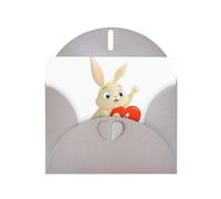 YYHWHJDE Biglietto di auguri grigio con scritta "I love you", motivo coniglietto per feste di compleanno