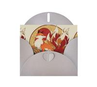 YYHWHJDE Biglietto di auguri grigio con sole rosso a nove code con volpe, perfetto per San Valentino, anniversario di matrimonio e inviti per feste