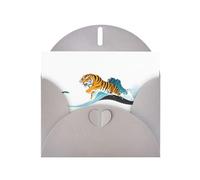 YYHWHJDE - Biglietto di auguri grigio con tigre che galoppa tra le onde, perfetto per San Valentino, anniversario di matrimonio e inviti per feste
