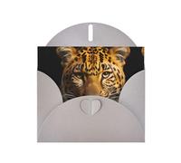YYHWHJDE Biglietto di auguri grigio Il motivo leopardo dagli occhi profondi per Natale, compleanno dei bambini, San Valentino e invito alla festa