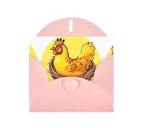 YYHWHJDE Biglietto di auguri rosa a nido d'uccello con motivo gallina dorata per Natale, compleanno dei bambini, San Valentino e invito a feste