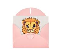 YYHWHJDE Biglietto di auguri rosa cartone animato carino piccolo leone modello per festivo festa di compleanno invito