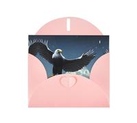 YYHWHJDE Biglietto di auguri rosa con aquila sotto le stelle, per Natale, compleanno dei bambini, San Valentino e inviti per feste