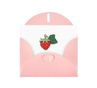 YYHWHJDE Biglietto di auguri rosa con bella spilla a forma di fragola per inviti festivi per feste di compleanno