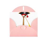 YYHWHJDE Biglietto di auguri rosa con cappello pirata su una barca a vela per inviti festivi per feste di compleanno
