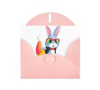 YYHWHJDE Biglietto di auguri rosa con coniglio aviatore sopra l'arcobaleno per inviti per feste di compleanno