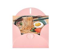 YYHWHJDE Biglietto di auguri rosa con delizioso motivo ramen dolce per Natale, compleanno dei bambini, San Valentino e invito per feste