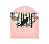 YYHWHJDE Biglietto di auguri rosa con gatto nel bosco per Natale, compleanno dei bambini, San Valentino e invito per feste