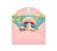 YYHWHJDE Biglietto di auguri rosa con graziosi funghi per Natale, compleanno dei bambini, San Valentino e invito per feste