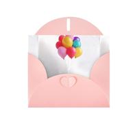 YYHWHJDE Biglietto di auguri rosa con immagine di palloncino da sogno, perfetto per San Valentino, anniversario di matrimonio e inviti per feste
