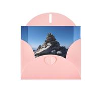 YYHWHJDE Biglietto di auguri rosa con la pietra sulla cima della montagna, motivo perfetto per San Valentino, anniversario di matrimonio e inviti per feste